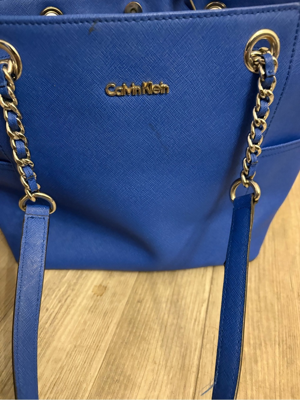 Calvin Klein Blue Chain-Accent Tote Bag - Picture 3 of 9